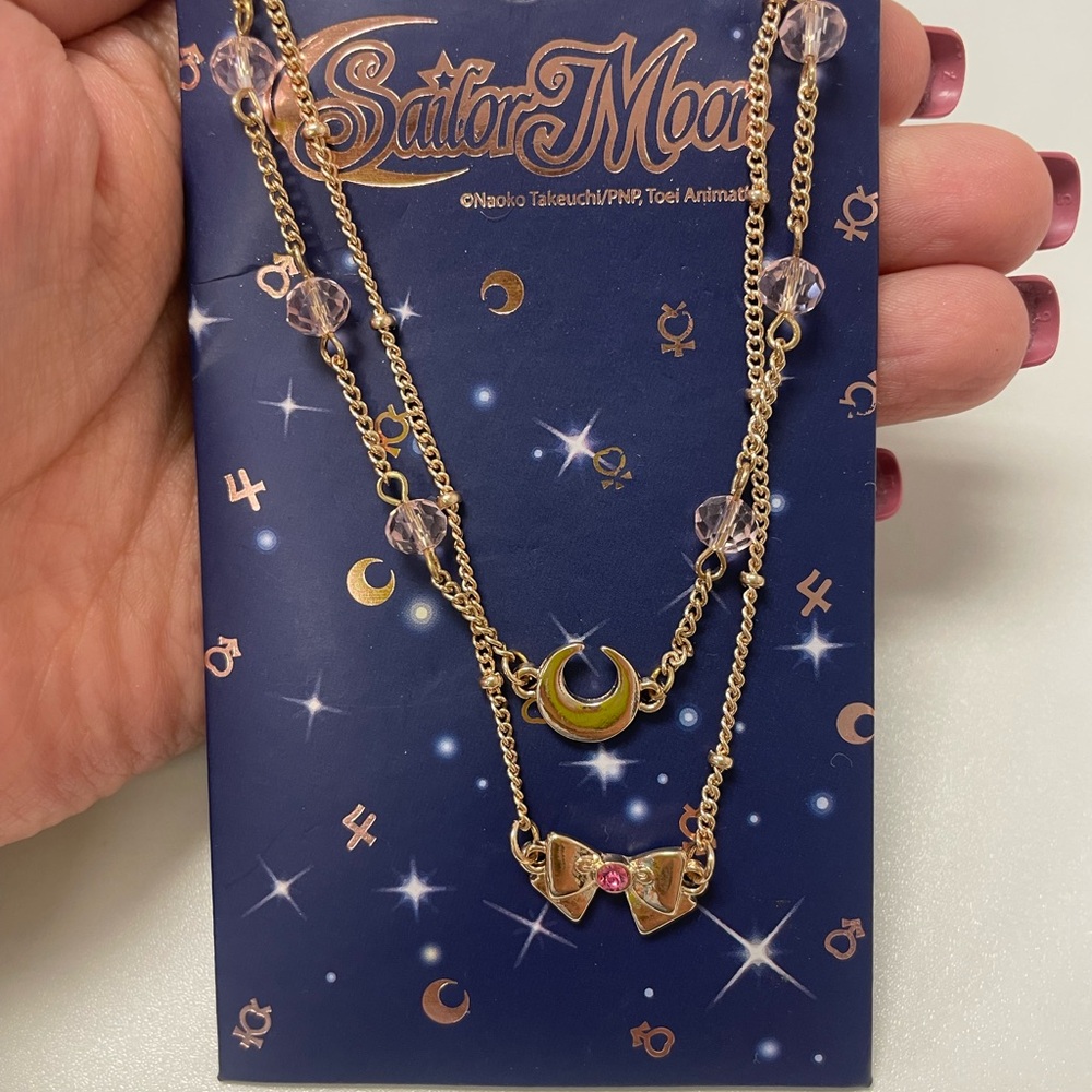 Sailor moon bow& moon 2 piece necklace set